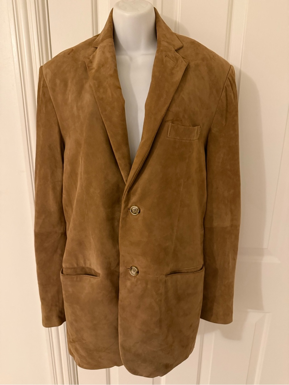 Tasso Elba Genuine Suede Leather Sport Coat in Camel Brown - Men’s Small 36-38